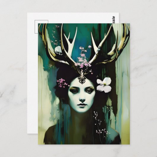 heidense vrouw met gewei briefkaart (Voorkant / Achterkant)