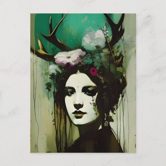 heidense vrouw schilderij briefkaart (Voorkant)