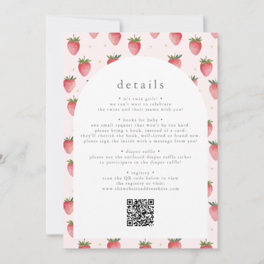 HEIDI Aardbei Berry Sweet Twin Meisje Baby shower Kaart (Achterkant)