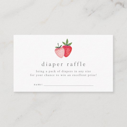 HEIDI Aardbei Meisje Baby shower Luier Raffle Informatiekaartje (Voorkant)