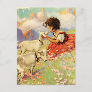 "Heidi and her Goats" van Jessie Willcox Smith Briefkaart