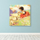 "Heidi and her Goats" van Jessie Willcox Smith Canvas Afdruk (Insitu (Houten vloer))