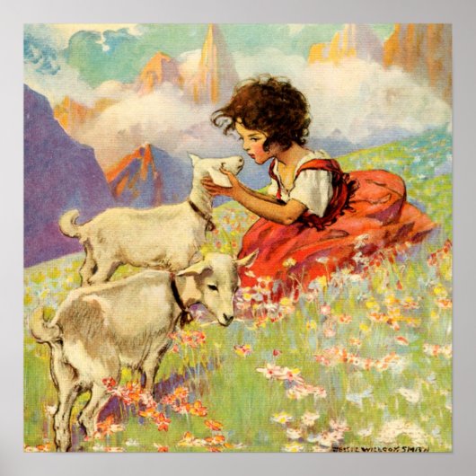 "Heidi and her Goats" van Jessie Willcox Smith Poster (Voorkant)