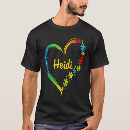 Heidi autisme bewustzijn hart puzzel idee 2020 t-shirt (Voorkant)