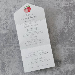 HEIDI Berry Sweet Girl Luiers Raffle Baby Shower All In One Uitnodiging