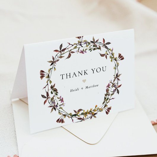 HEIDI Bohemian Muted Tones Waterverf Wilde bloem Bedankkaart