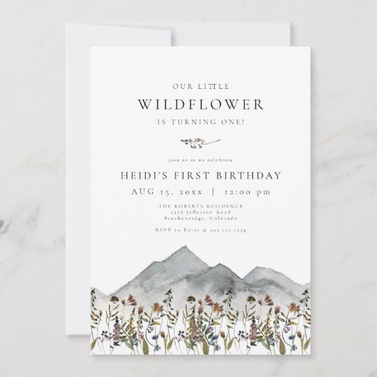 HEIDI Bohemian Wildflower First Birthday Kaart (Voorkant)