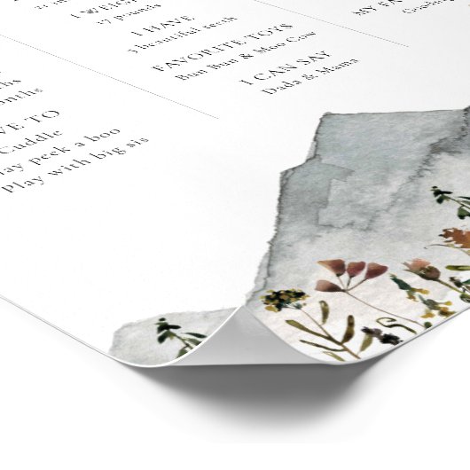 HeIDI Boho Mountain Flower First Year Mijlsteen Poster (Hoek)