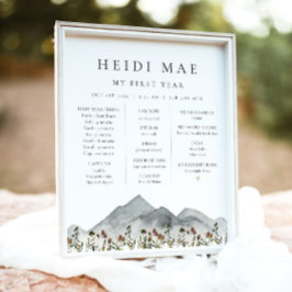 HeIDI Boho Mountain Flower First Year Mijlsteen Poster