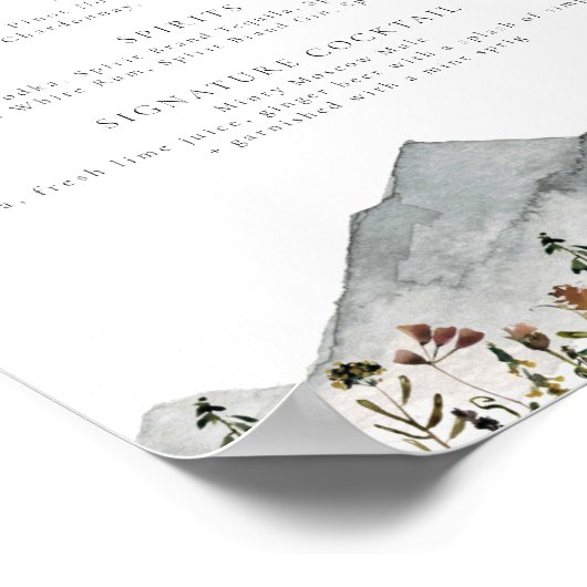 HEIDI Boho Mountain Flower Let's Drink Bar Menu Poster (Hoek)