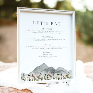 HEIDI Boho Mountain Flower Let's Eat Dinner Menu Poster