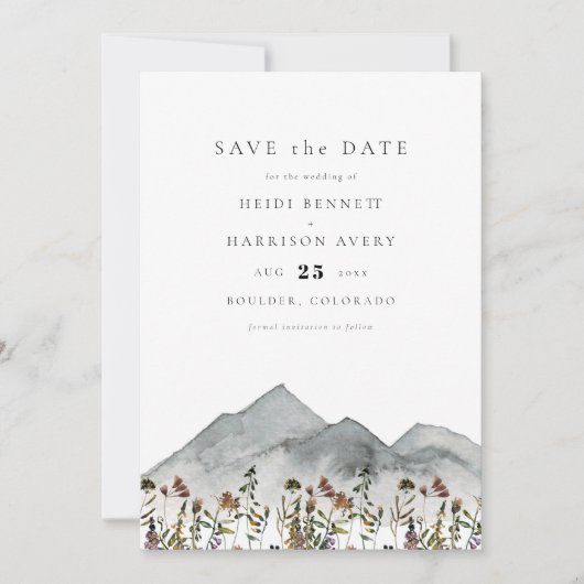 HEIDI Boho Mountain Wildflower Foto Save the Date Kaart (Voorkant)