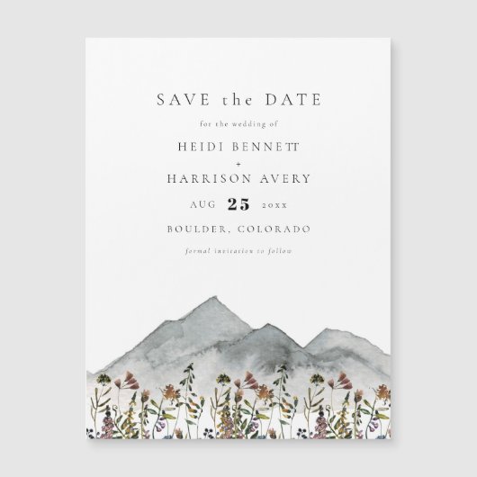 HEIDI Boho Mountain Wildflower Save Date Magnet (Voorkant)