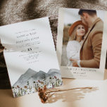HEIDI Boho Waterverf Mountain Wildflower Wedding Kaart<br><div class="desc">Deze trouwuitnodiging is voorzien van boho waterverf bergen en kleurrijke wilde bloemen met een eenvoudig en minimalistisch ontwerp. Dit is de perfecte uitnodiging voor een lente- of herfst-bruiloft. Bewerk de meeste formuleringen eenvoudig en verander de foto op de achterzijde voor uw persoonlijke aanraking.</div>