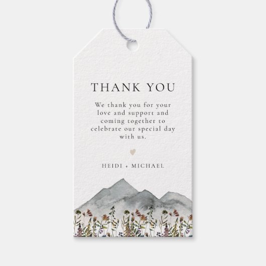 HEIDI Boho Waterverf Wildflower Mountain Favor Cadeaulabel (Voorkant)