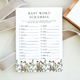 HEIDI Boho Wildflower Baby Word Scramble Game Kaart