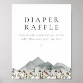 HEIDI Boho Wildflower Mountain Baby Diaper Raffle Poster (Voorkant)