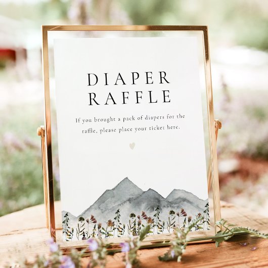 HEIDI Boho Wildflower Mountain Baby Diaper Raffle Poster