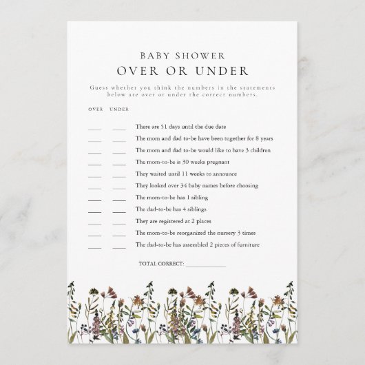 HEIDI Boho Wildflower Over of Onder Baby Kaart (Voorkant)