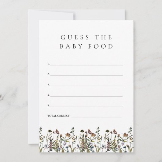 HEIDI Boho Wildflower raad het Baby-spel Kaart (Voorkant)