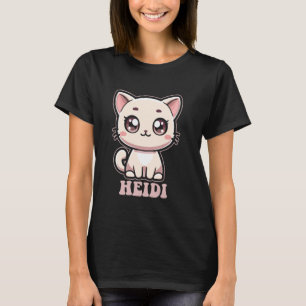Heidi Cute Kitty Kattenontwerp voor Meisjes Naam H T-shirt