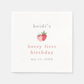 HEIDI Cute Strawberry Girl Berry First Birthday Servet (Voorkant)
