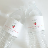 HEIDI Cute Strawberry Girl Berry First Birthday Waterfles Etiket