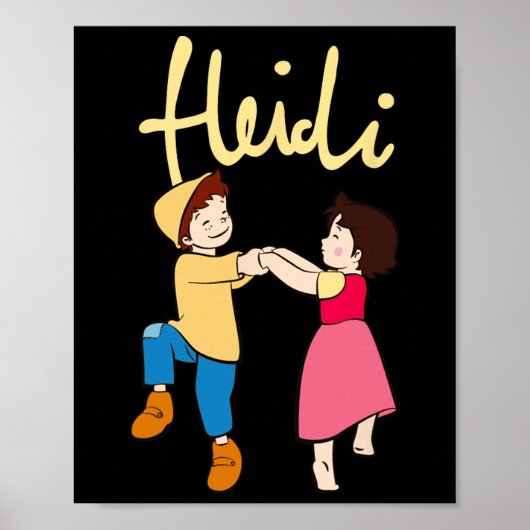 Heidi en Peter dansen met Logo-gele Cartoon T Poster (Voorkant)