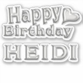 Heidi Happy Birthday silver Aufkleber Sticker (Voorkant)