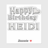 Heidi Happy Birthday silver Aufkleber Sticker (Vel)