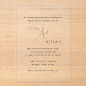 Heidi Hedendaags Script Modern Elegant Wedding Acryl Uitnodigingen (Voorkant)