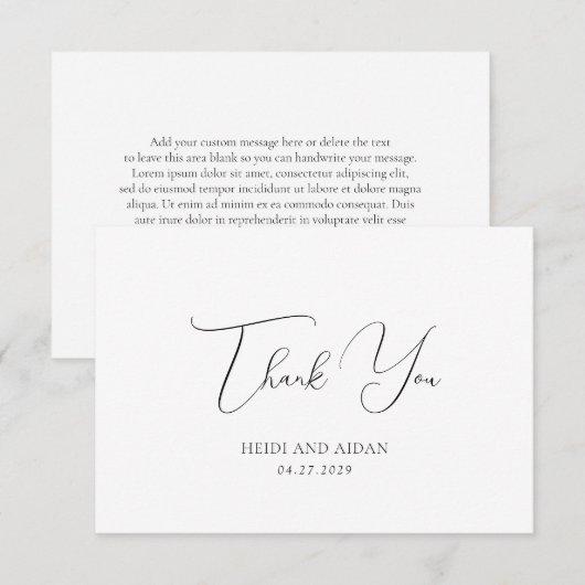 Heidi Hedendaags Script Modern Elegant Wedding Bedankkaart (Voorkant / Achterkant)