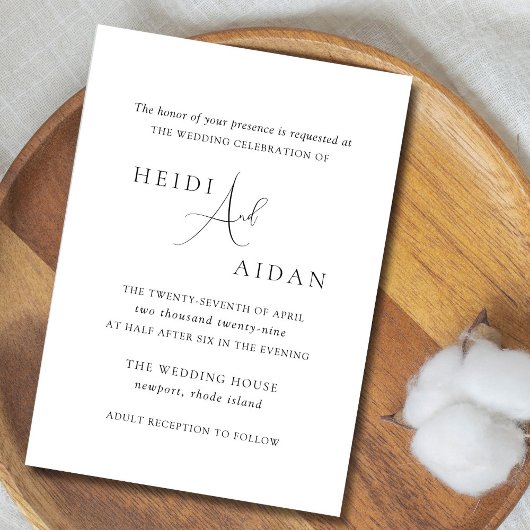 Heidi Hedendaags Script Modern Elegant Wedding Kaart