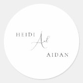 Heidi Hedendaags Script Modern Elegant Wedding Ronde Sticker (Voorkant)