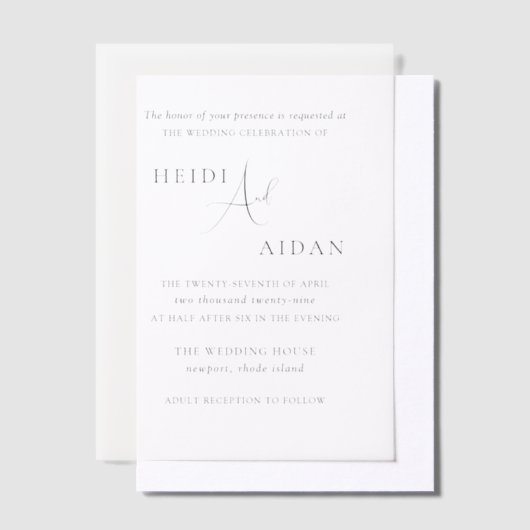 Heidi Hedendaags Script Modern Elegant Wedding Vellum Uitnodigingen (Offset)
