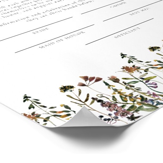 HEIDI Mountain Wildflower huwelijkscertificaat Poster (Hoek)