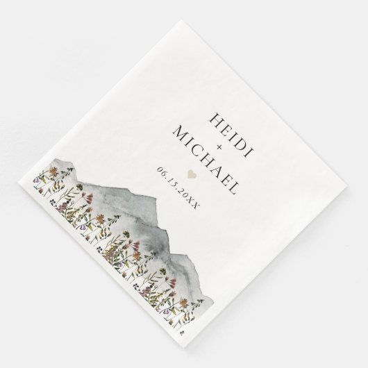 HEIDI Muted Tone Boho Wildflower Bruiloft Servet (Hoek)