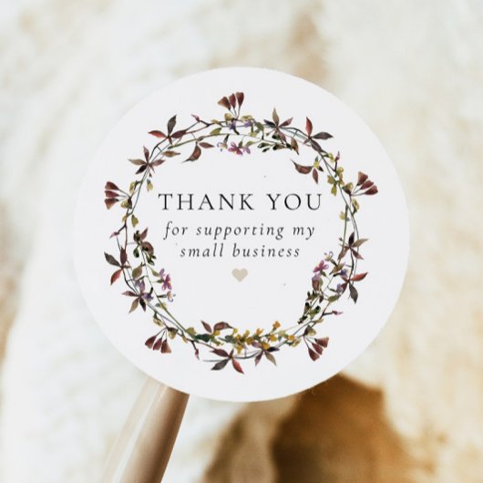 HEIDI Muted Tone Boho Wildflower Small Business Ronde Sticker