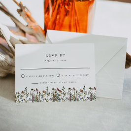 HEIDI Muted Waterverf Wildflower Wedding RSVP Kaart