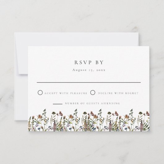 HEIDI Muted Waterverf Wildflower Wedding RSVP Kaart (Voorkant)