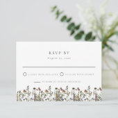 HEIDI Muted Waterverf Wildflower Wedding RSVP Kaart (Staand voorkant)