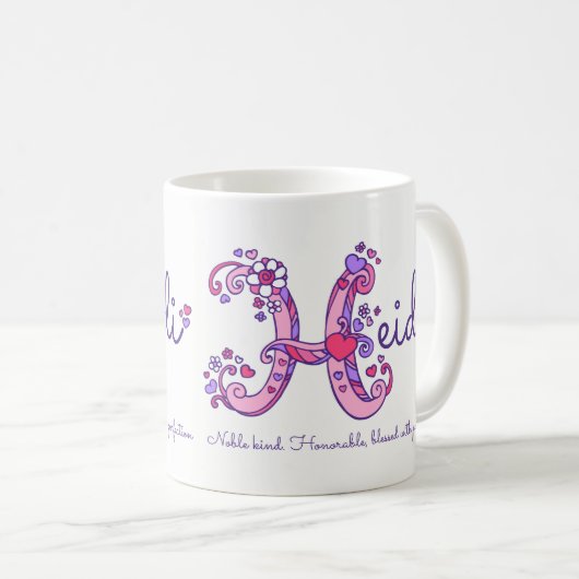 Heidi-naam betekent hartbloem H-monogram mok (Voorkant rechts)