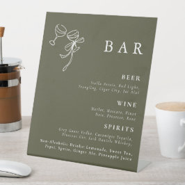 HEIDI Olive Green Wedding Bar Sign Reclamebord Met Voetstuk
