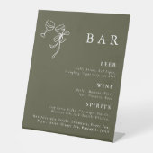HEIDI Olive Green Wedding Bar Sign Reclamebord Met Voetstuk (Voorkant)