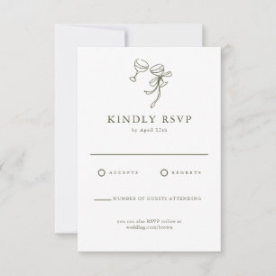HEIDI Olive Green Wedding RSVP Kaart