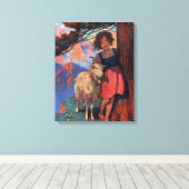Heidi op de Meadow met haar geit Canvas Afdruk (Insitu (Houten vloer))