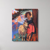 Heidi op de Meadow met haar geit Canvas Afdruk (Voorkant)
