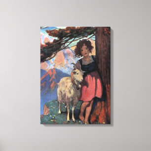Heidi op een bergtop van Jessie Willcox Smith Canvas Afdruk