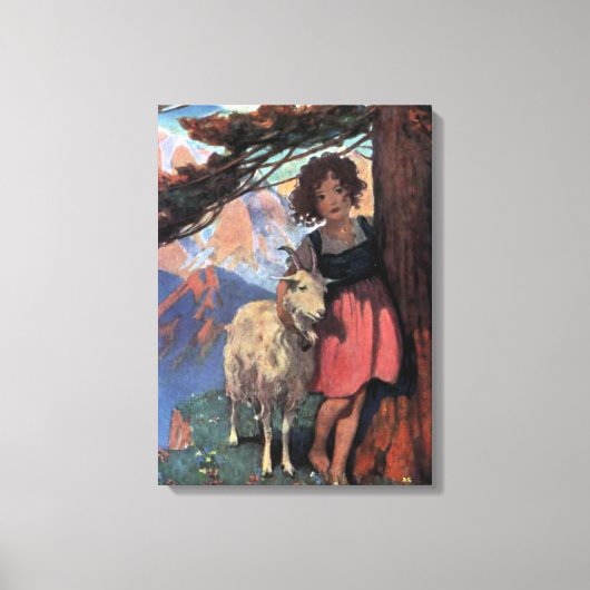 Heidi op een bergtop van Jessie Willcox Smith Canvas Afdruk (Voorkant)