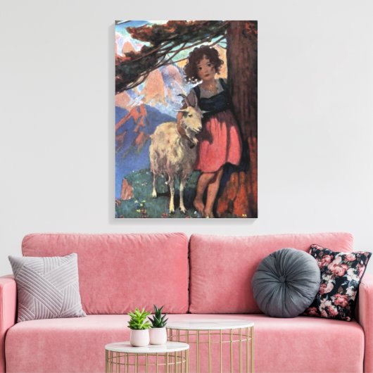 Heidi op een bergtop van Jessie Willcox Smith Canvas Afdruk (Insitu (Woonkamer))